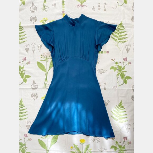 Aritzia Sunday Best ILSA DRESS Satin Blue Size 0 - Picture 2 of 11
